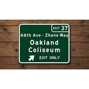 Oakland Coliseum Exit Road Sign California Baseball A's Athletics Raiders
